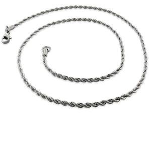 Stainless Steel Silver Rope Chain 20". NWT